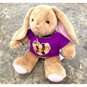 Build A Bear Bunny Rabbit Tan with Friendship bracelet and Donut T-shirt